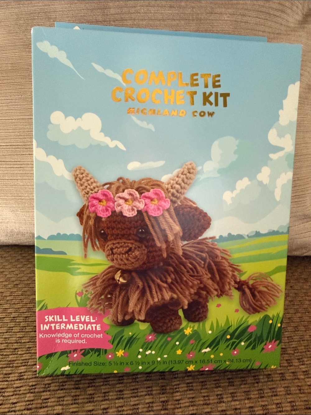 Complete Crochet Kit Highland Cow - Brown Plush